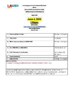 SSC & ELAC Reflection & Celebration English Agenda